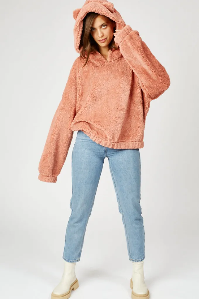 Silk & Salt comfy ears fluffy hoodie - pastel pink^ Hoodies & Sweatshirts
