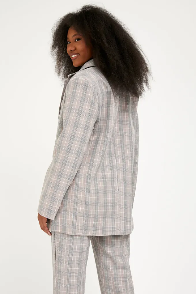 Silk & Salt the classic jacket - taupe check^ Coats & Jackets