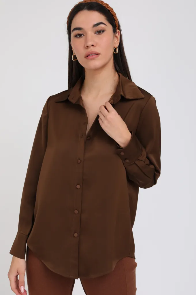 Silk & Salt silk and the city shirt - brown^ Tops