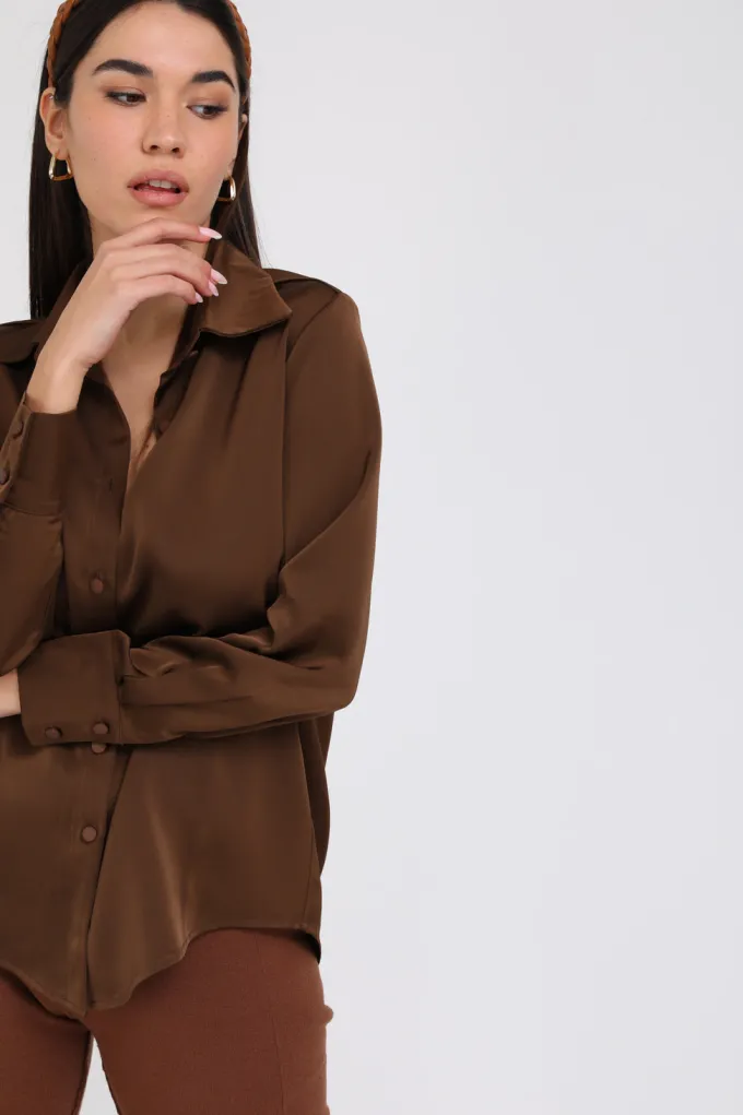 Silk & Salt silk and the city shirt - brown^ Tops