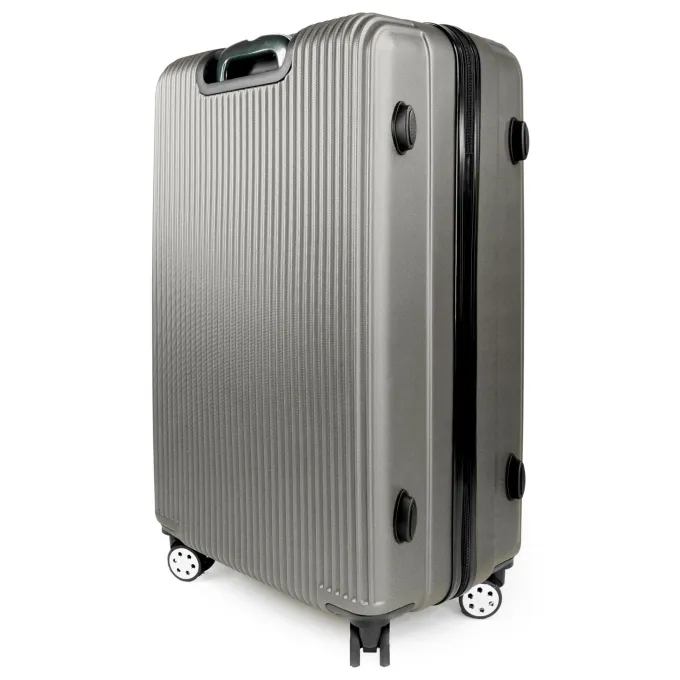 Silk & Salt 3pcs LuggaSet Lightweight Hardside ABS Travel Suitcase Spinner w/Lockable Zippers 27 Silver Grey K-CLIFFS^ Carry On Luggage