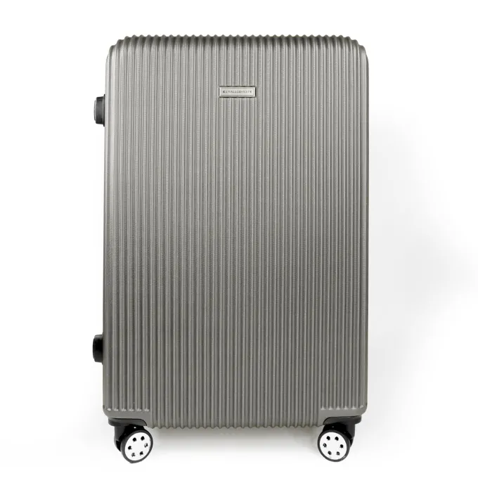 Silk & Salt 3pcs LuggaSet Lightweight Hardside ABS Travel Suitcase Spinner w/Lockable Zippers 27 Silver Grey K-CLIFFS^ Carry On Luggage