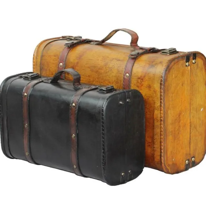 Silk & Salt Vintiquewise QI003068.2 2-Colored  Style LuggaSuitcase ampTrunkampMulti Color ampBlack - Set of 2^ Checked Luggage