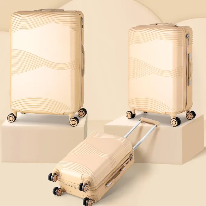 Silk & Salt 3PCS Hardshell Suitcase Set Roller LuggaTravel Set SpinnerTapaze^ Checked Luggage
