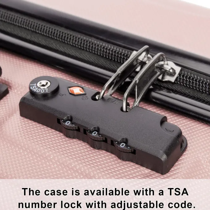 Silk & Salt Zimtown 3 Piece TSA Lock LuggaTravel Set Bags Trolley Hard Suitcase Shell w/ 4 Wheels Rose Gold^ Checked Luggage
