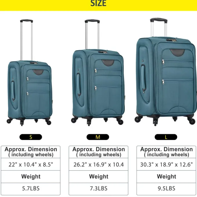 Silk & Salt Softside LuggaSet TSA Lock Expandable Spinner Wheel Luggage 3 Piece Set Suitcase22/26/30in^ Checked Luggage