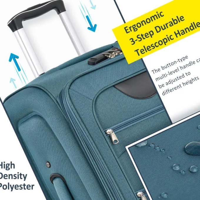 Silk & Salt Softside LuggaSet TSA Lock Expandable Spinner Wheel Luggage 3 Piece Set Suitcase22/26/30in^ Checked Luggage