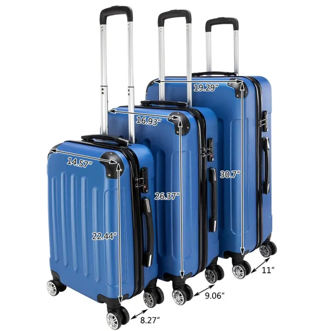 Silk & Salt Veryke 3Pcs LuggaSet Traveling Luggage Portable LarCapacity LuggaBags for Travel Rolling StoraSuitcase with Wheels 20+24+28 Blue^ Hard Side Luggage