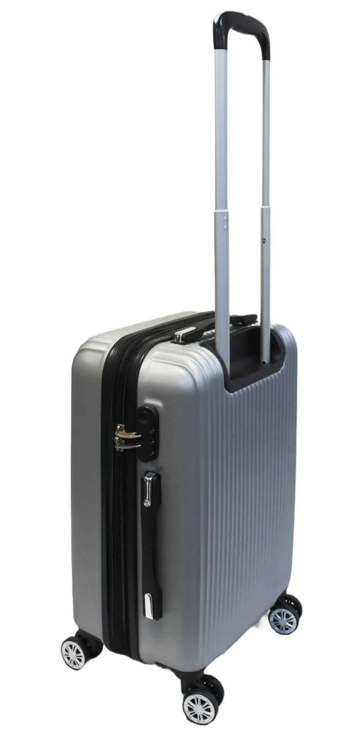Silk & Salt Karriage-Mate Hard LuggaSet. Lightweight Spinner Wheels Combination Lock. Expandable.Silver^ Checked Luggage