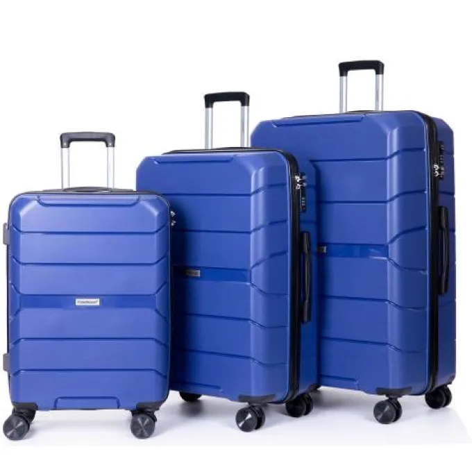 Silk & Salt UBesGoo 20''/24''/28'' 3 Piece Set Luggage PP Hardshell Suitcase Lightweight TSA Lock with Spinner Wheels Navy Blue^ Checked Luggage