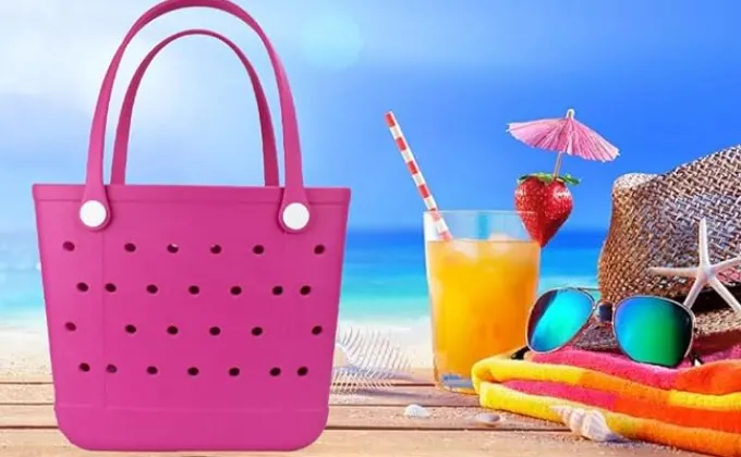 Silk & Salt Medium Beach Bag Waterproof Rubber Beach Bag Washable Open Tote Bag Durable Tote Travel Bags for Outdoor Sport^ Tops