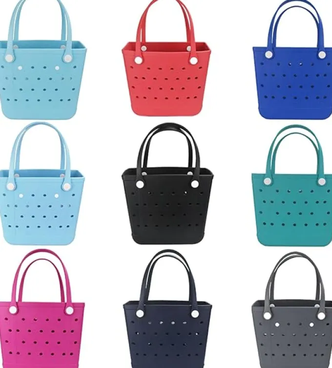 Silk & Salt Medium Beach Bag Waterproof Rubber Beach Bag Washable Open Tote Bag Durable Tote Travel Bags for Outdoor Sport^ Tops