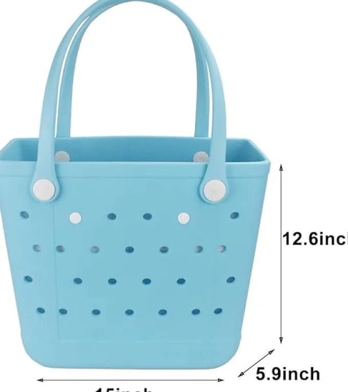 Silk & Salt Medium Beach Bag Waterproof Rubber Beach Bag Washable Open Tote Bag Durable Tote Travel Bags for Outdoor Sport^ Tops