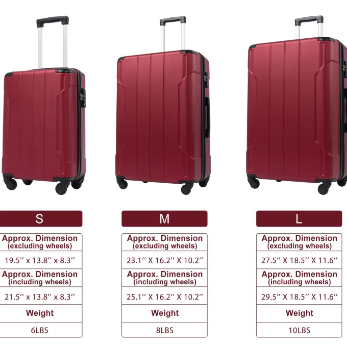 Silk & Salt Hommoo Expandable Hardside Luggawith TSA Lock 3-Piece Set (20 /24 /28) Red^ Hard Side Luggage