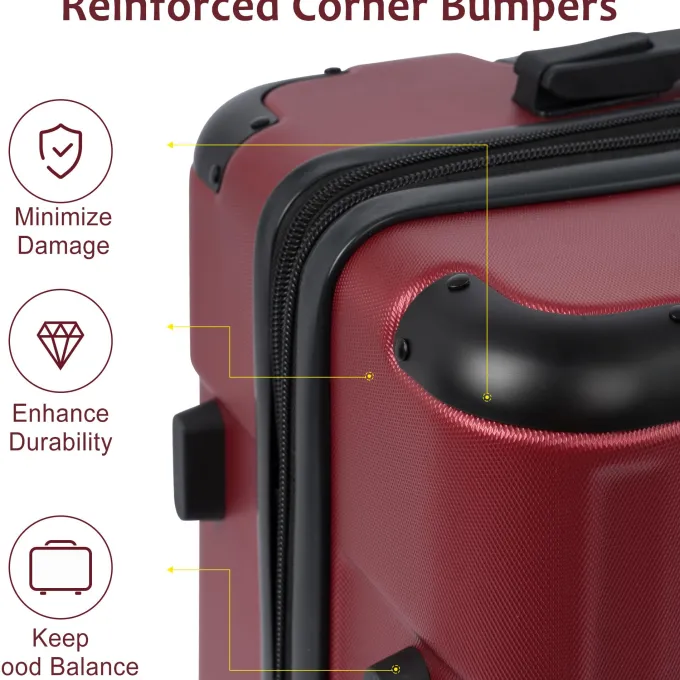 Silk & Salt Hommoo Expandable Hardside Luggawith TSA Lock 3-Piece Set (20 /24 /28) Red^ Hard Side Luggage
