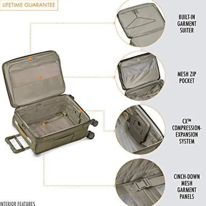 Silk & Salt Briggs ampRiley Baseline-Softside CX Expandable Carry-On Spinner Luggage Olive 22-Inch^ Hard Side Luggage