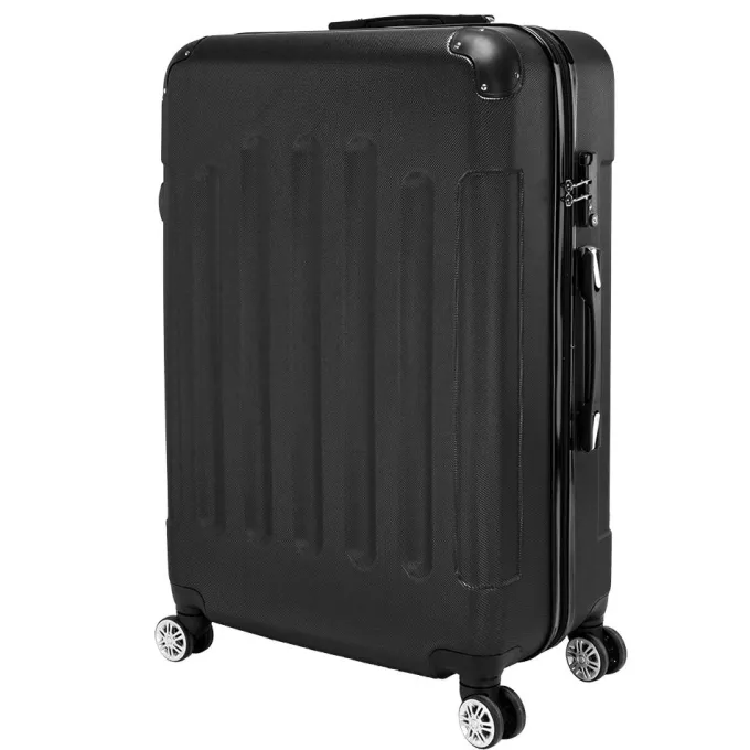 Silk & Salt LuggaSets for Women 3 Piece Hardshell Lightweight LuggaSets with Spinner Wheels and Lock ABS Rolling Trolley Travel Suitcases Bags Black^ Hard Side Luggage