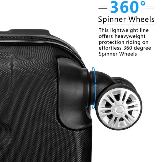 Silk & Salt Zimtown 3Pcs LuggaTravel Set Bag TSA Lock ABS Trolley Spinner Carry on Suitcase^ Hard Side Luggage