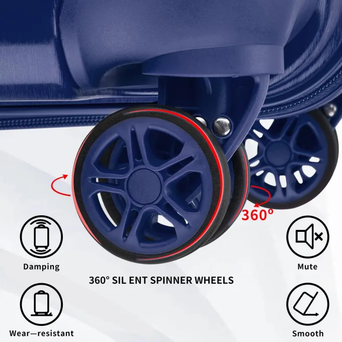 Silk & Salt imiomo LuggaSets Hardside 3PCS Suitcase With Swivel Wheel TSA Lock.(Deep Blue20/24/28)^ Checked Luggage