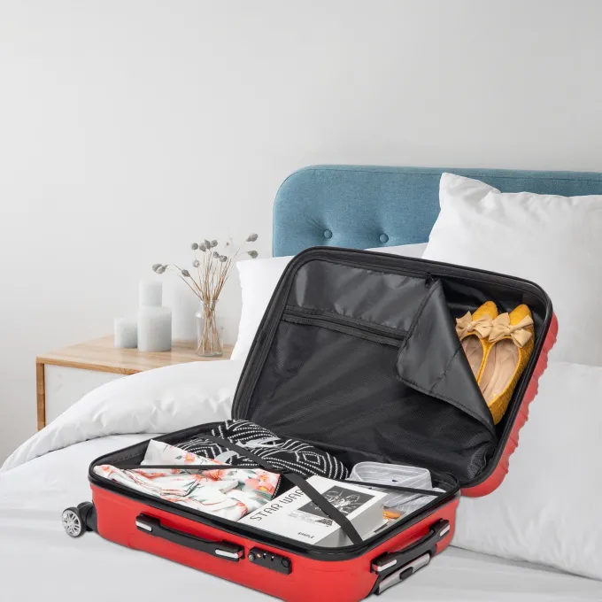 Silk & Salt GoDecor 3 Piece LuggaSets ABS Spinner Suitcase Red^ Hard Side Luggage