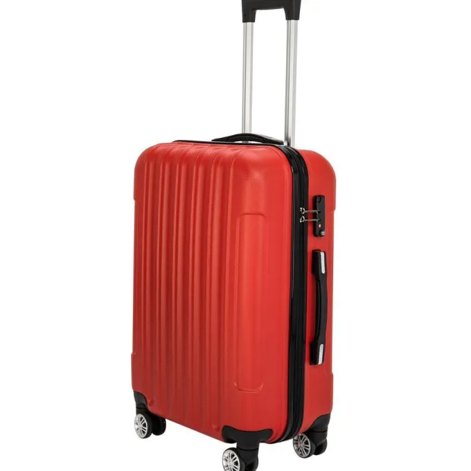 Silk & Salt GoDecor 3 Piece LuggaSets ABS Spinner Suitcase Red^ Hard Side Luggage