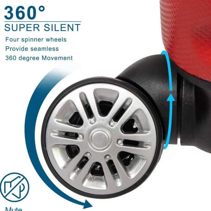 Silk & Salt GoDecor 3 Piece LuggaSets ABS Spinner Suitcase Red^ Hard Side Luggage