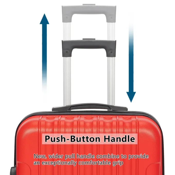 Silk & Salt GoDecor 3 Piece LuggaSets ABS Spinner Suitcase Red^ Hard Side Luggage