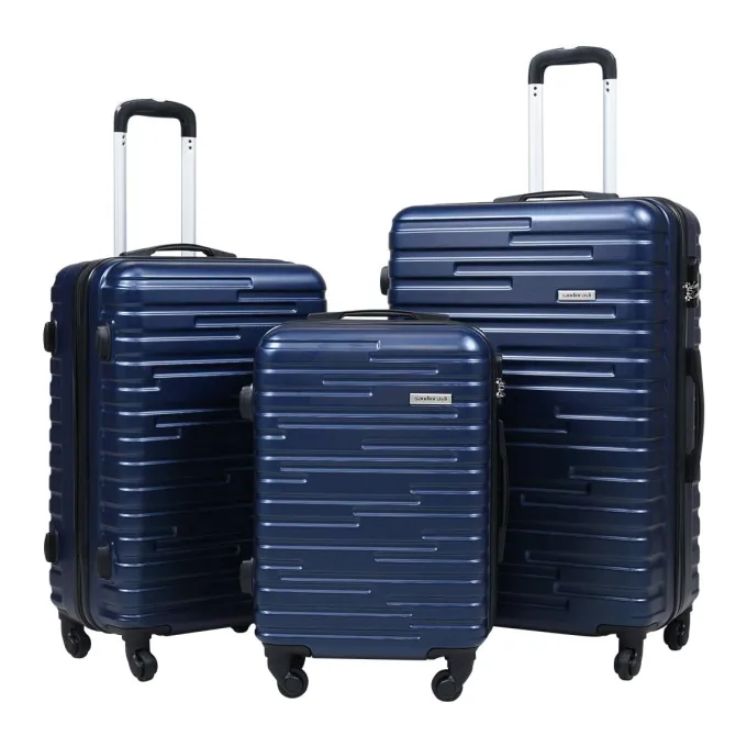 Silk & Salt Hommoo Expandable Hardside Luggawith TSA Lock 3-Piece Set (20 /24 /28) Blue^ Hard Side Luggage