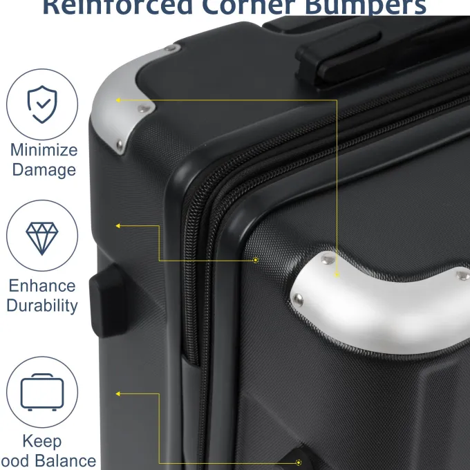 Silk & Salt Hardshell LuggaSpinner Suitcase with TSA Lock Lightweight ExpandableABS material lightweight and durable4 Quiet Spinner Wheels28''Black^ Hard Side Luggage