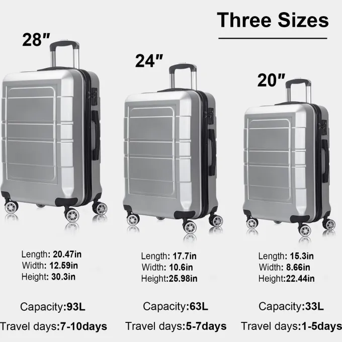 Silk & Salt AEDILYS 3 Piece Suitcase LuggaSet - Silver^ Hard Side Luggage|Luggage Sets