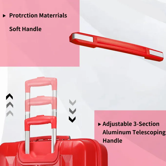 Silk & Salt imiomo LuggaSets Hardside 3PCS Suitcase with Swivel Wheel TSA Lock. (Red)^ Checked Luggage
