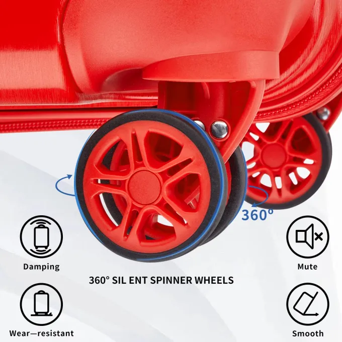 Silk & Salt imiomo LuggaSets Hardside 3PCS Suitcase with Swivel Wheel TSA Lock. (Red)^ Checked Luggage