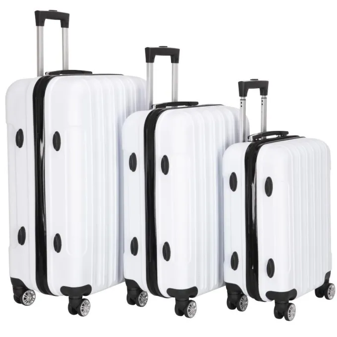 Silk & Salt GoDecor 3 Pcs LuggaSet Suitcase Spinner Hardshell Lightweight TSA Lock White^ Hard Side Luggage