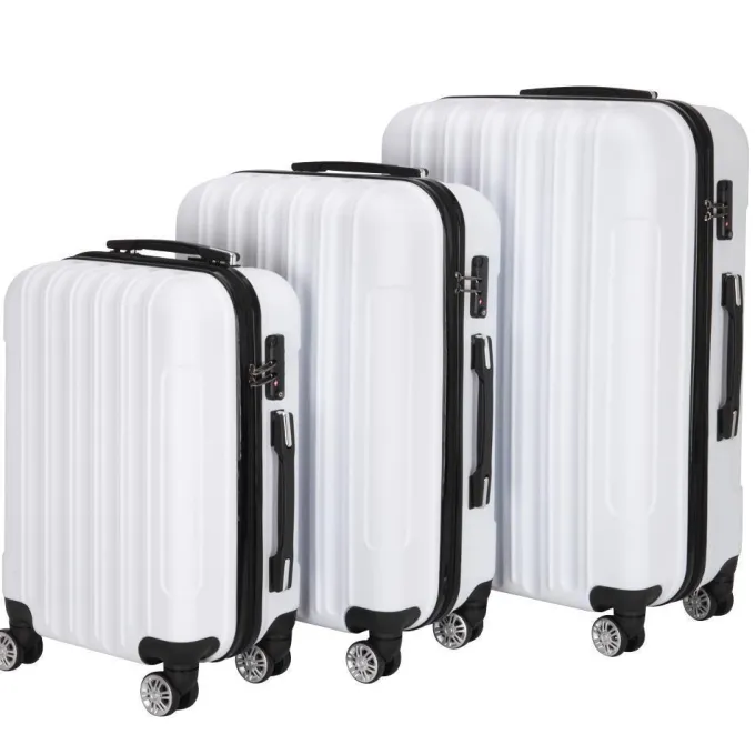 Silk & Salt GoDecor 3 Pcs LuggaSet Suitcase Spinner Hardshell Lightweight TSA Lock White^ Hard Side Luggage