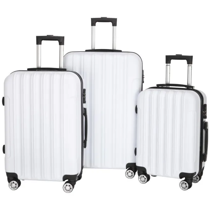 Silk & Salt GoDecor 3 Pcs LuggaSet Suitcase Spinner Hardshell Lightweight TSA Lock White^ Hard Side Luggage