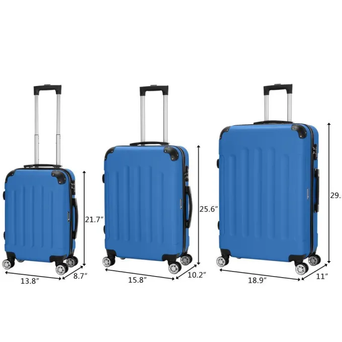 Silk & Salt Zimtown 3Pcs LuggaSet PC+ABS Trolley Spinner 20/24/28 Suitcase Hard Shell^ Carry On Luggage