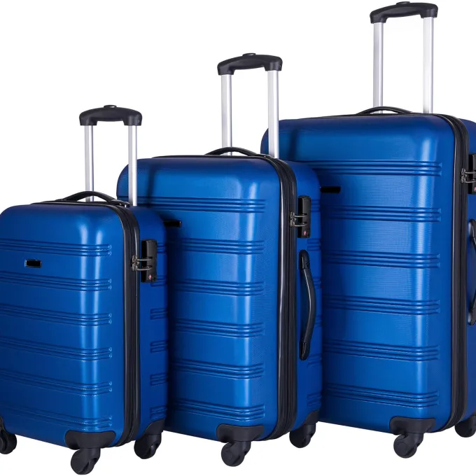 Silk & Salt Puloru 3 Piece LuggaSets Hardside Spinner Suitcases with TSA Lock^ Hard Side Luggage