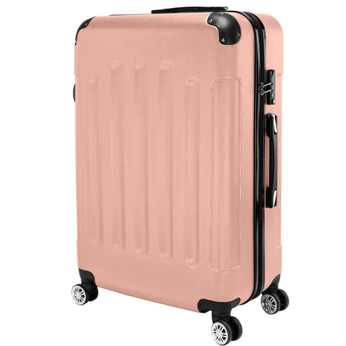 Silk & Salt 3PCS/Set 3-in-1 Portable ABS Trolley Case 20inch 24inch 28inch Rose Gold Travel LuggaSuitcase^ Luggage Sets