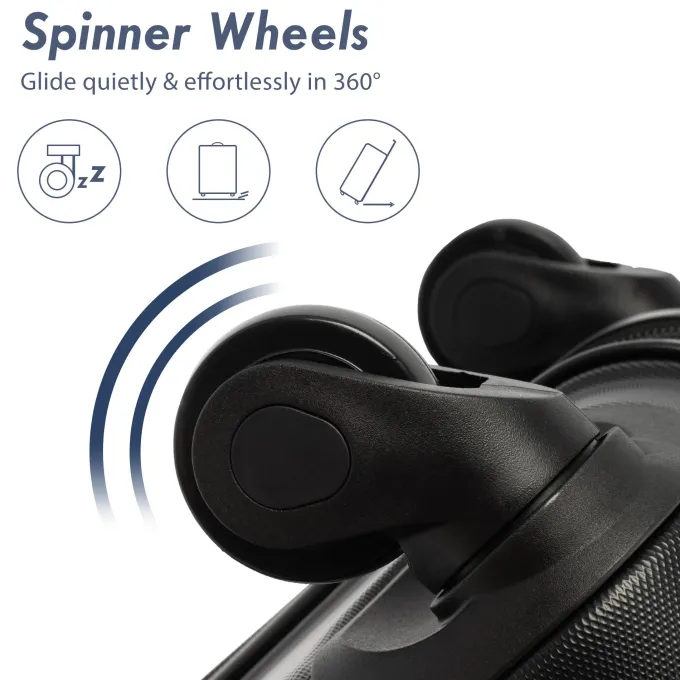 Silk & Salt 20 24 28 Carry on Luggawith Spinner Wheels 360 Degree Rotation Upgrade Rolling Suitcase Durable Suitcase Set Christmas Gifts for Business Trip Holiday Travel Cruise Black^ Luggage Sets