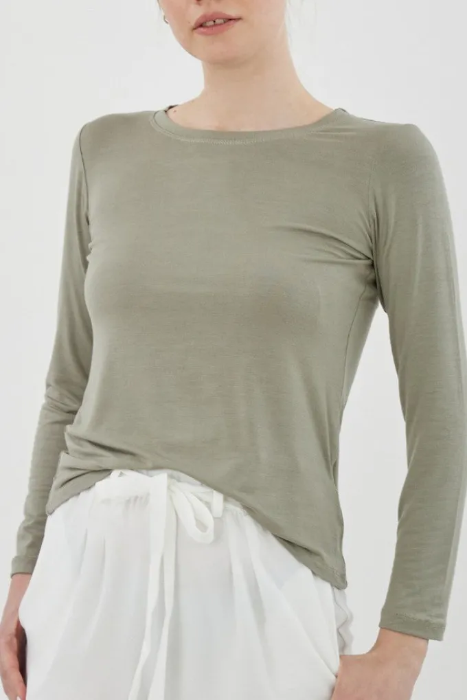 Silk & Salt aria long sleeve tee - olive^ Tops