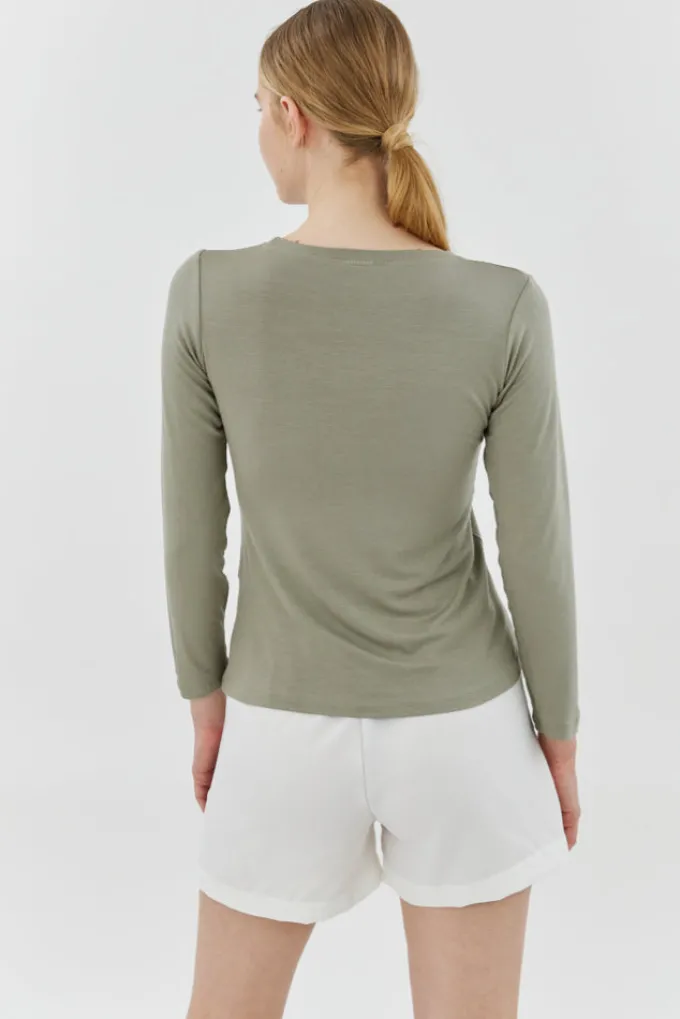 Silk & Salt aria long sleeve tee - olive^ Tops