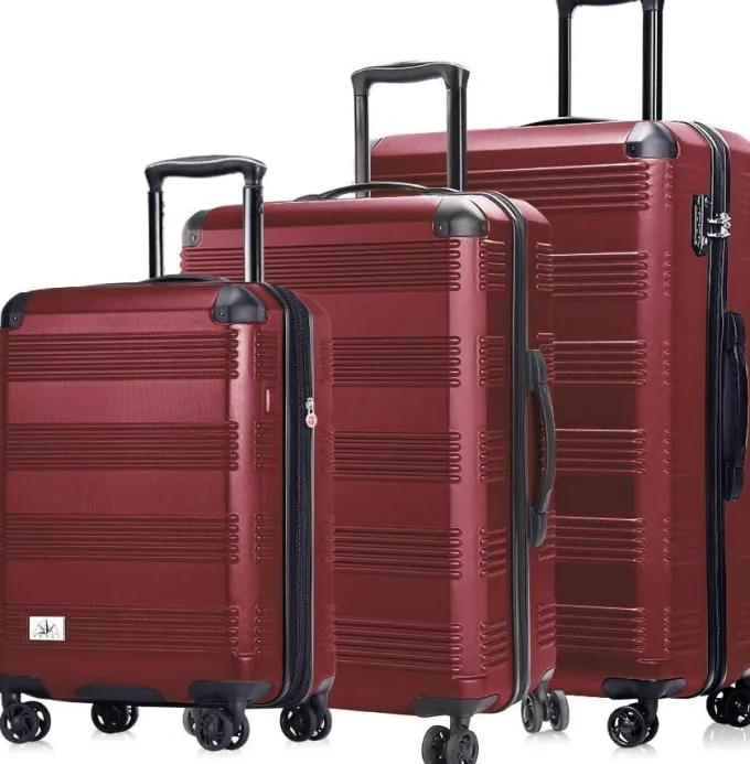 Silk & Salt Verdi LuggaSet 3 Piece - Lightweight with USB Port Hardside Carry On Suitcase - Includes Expandable 20 Inch Carry on 24In/TSA-Approved Lock 28In Checked Bag with 8-Wheel Rolling Spinner^ Checked Luggage