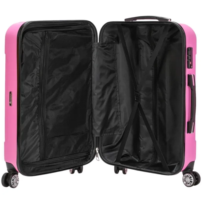 Silk & Salt Winado 3 Piece ABS Suitcase LuggaSet With TSA Lock Pink^ Hard Side Luggage
