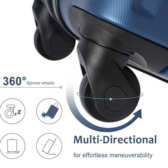 Silk & Salt 3 Piece LuggaSet Lightweight Hardside Spinner Wheels Suitcase with TSA Lock Blue (20/24/28)^ Hard Side Luggage