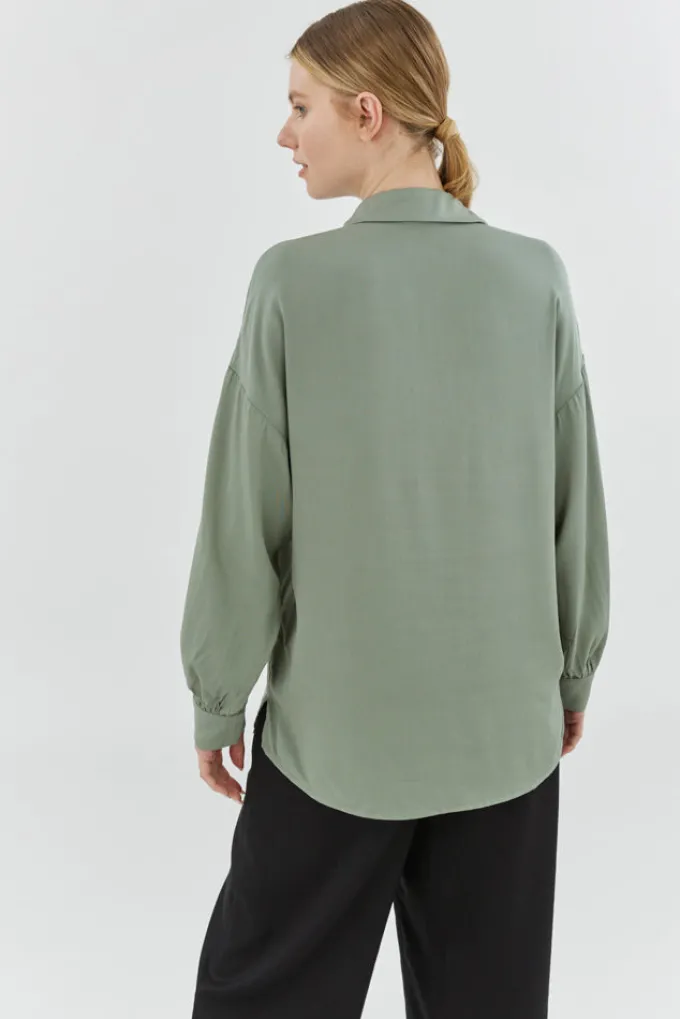 Silk & Salt olivia tailored shirt - light green^ Tops