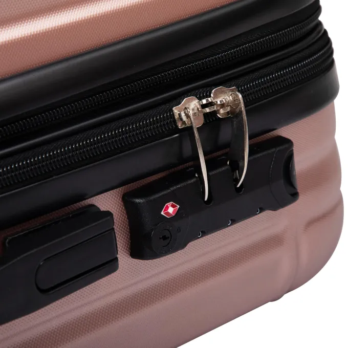 Silk & Salt Kepooman Expandable Suitcase Vertical Striped Suitcase 3-piece Set Rose Gold^ Hard Side Luggage