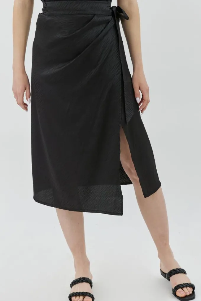 Silk & Salt silk wrap skirt - black^ Skirts