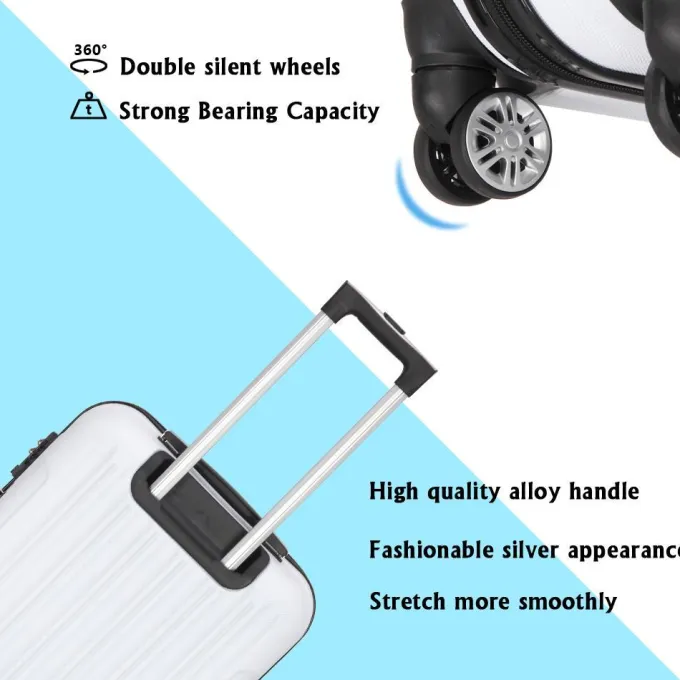 Silk & Salt Winado LuggaTravel 3 Pcs Plastic Metal Set Suitcase Spinner Hardshell Lightweight TSA Lock^ Hard Side Luggage