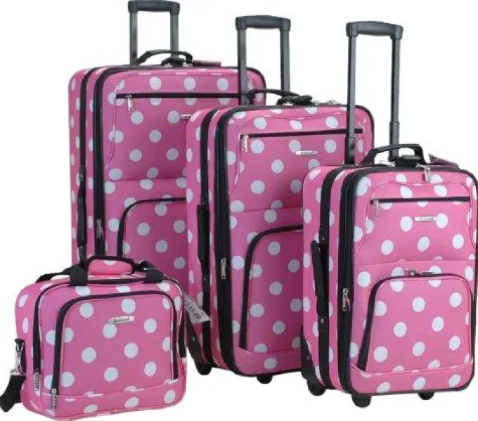 Silk & Salt Rockland LuggaDots 4 Piece LuggaSet Pink Dots One Size^ Luggage Sets