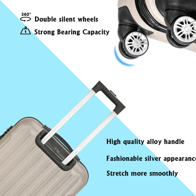 Silk & Salt 3 Piece LuggaSet Metal Frame Plastic Travel Trolley Suitcase Set 20u201d 24u201d 28u201d LuggaSuitcase Portable Spinner Wheels Lightweight LuggaSet Gray^ Hard Side Luggage